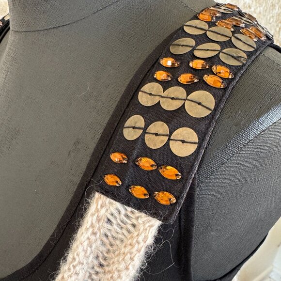 Black Sweater Tank w/Sheer Underlay & Sequins Racer Back - S - Picture 4 of 9